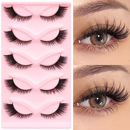 5 Pairs Cat Eye Lashes Wispy Fake Lashes Fluffy Cat Eye Lashes Extensions False Eyelashe