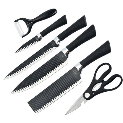 6 Pcs/Sets Knife Sets 1.2mm Kitchen Knives Cutters Kitchen Scissors Stainless Steel Knives Multifunctional Cutter Meat Vegetables Fruit Cutters