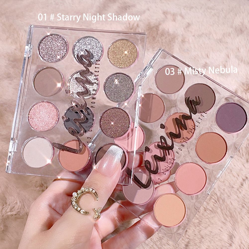 Transparent 12 color magic eye shadow plate pearly matte milk tea earth color high beauty fine flash student parity niche