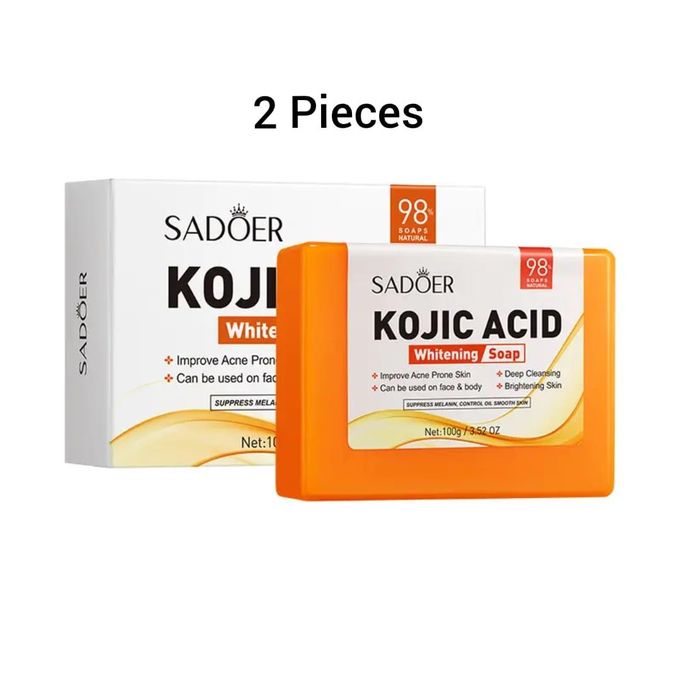 Sadoer 2 Pieces Kojic Soap, Kojic Acid Soap, For Anti Acne, Deep Cleaning and Like Vitamin C, Skin Brightening and Whiten Dark spots