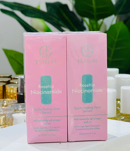 2 Packs ESTELIN Rosehip Niacinamide Fade Spot Serum - 30ml X 2 Control Excessive Oil Clears Clogged Pores Refreshing And Hydrating Purifies And Softens Skin Face Serum 30ml X 2