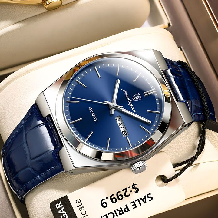 POEDAGAR Men Watches Luminous Calendar Watch Top Brand Business Style Men's Wristwatch Leather Belt Waterproof Quartz Watch For Man Wrist Watch Clock Quartz Full-automatic Men Watches