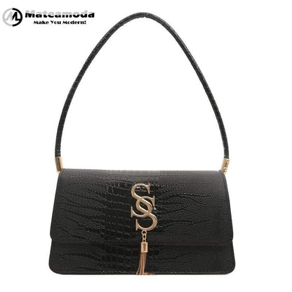 Mateamoda Sophisticated Croc-Embossed Shoulder Bag Underarm Handbag