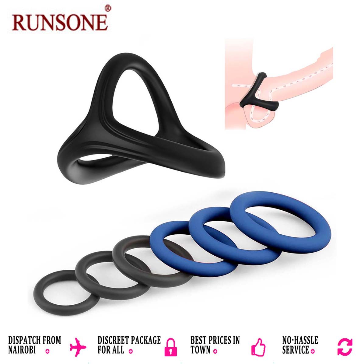 7pcs Pack Elastic Cock Ring Testicle Restraint Sexual Pleasure Erection Enhanced Silicone Penis Rings Prolonged Intercourse Long Lasting Stronger Ultra Soft Stretch Adult Sex Toy for Men Couples
