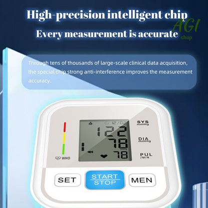 Upper Arm Blood Pressure Monitor Voice Broadcast Measurement Tool Portable LCD Digital Tonometer Sphygmomanometer Tensiometer Heart Rate Pulse Meter Health Care BP Monitor