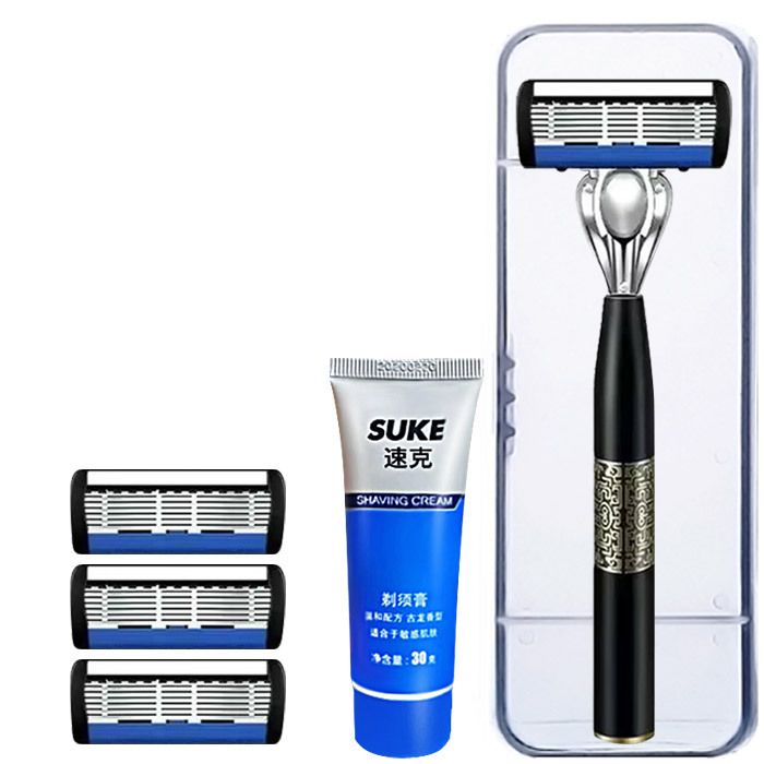 Men Shaver Razor Barber Tools Facial Hair Razor 7 Layers Blades High Quality Antique Shaving Knife Shaver With Replacement Head