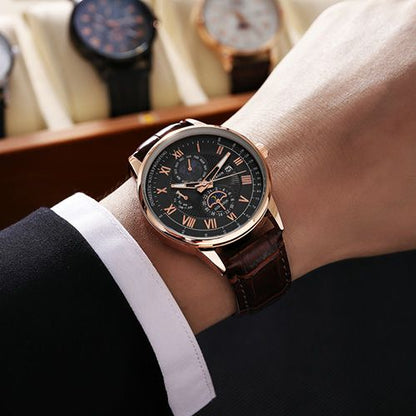 New Arrivals 2025 Men Watches Fashion Top Luxury Luminous Calendar Men's Sport Watch Quartz Male Wristwatch Moon Phase Leather Strap Wrist Watch Date Watches Man clock