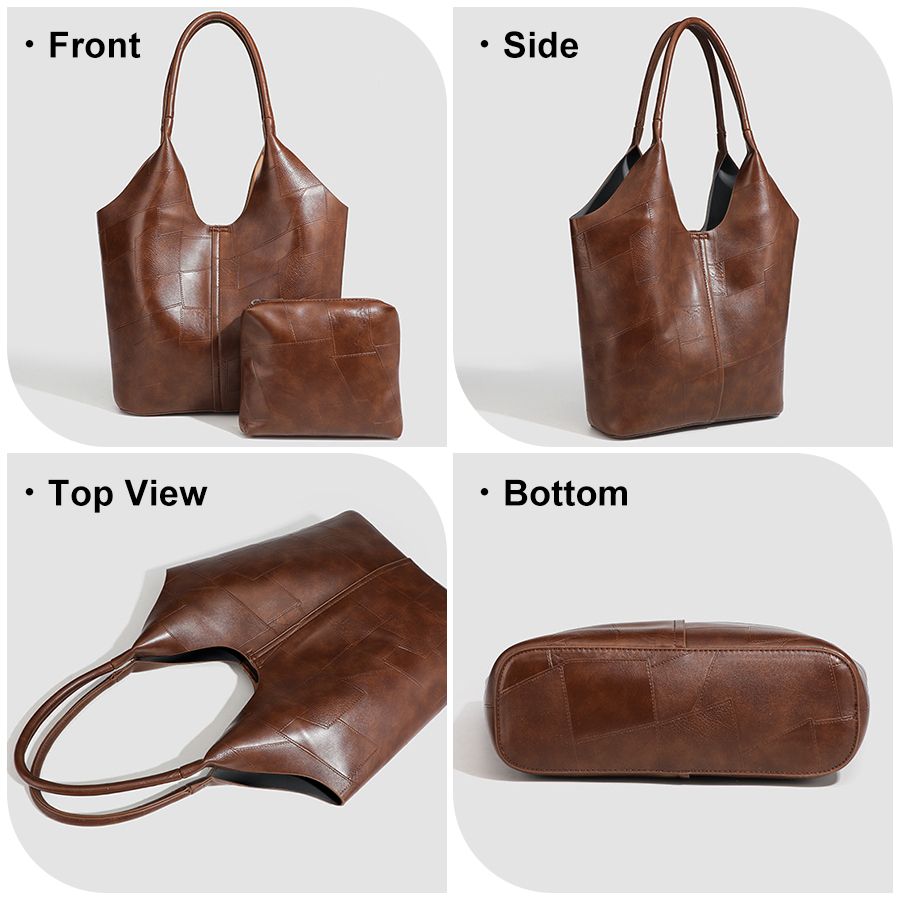 2 In 1 Korean Ladies Handbag Small Bag Set Large Capacity PU Bags - Black