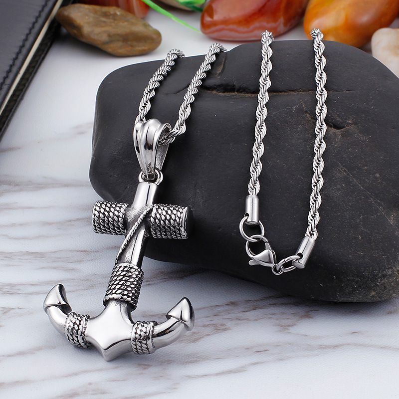 European And American Style Hot-Selling Fashion Navy Old Anchor Pendant Necklace Accessories Men'S Necklace