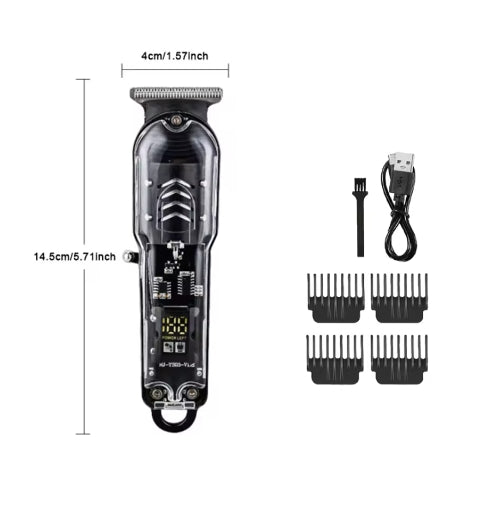 Transparent Body Electric Hair Clipper Professional Trimmer USB Rechargeable Hair Cutting Machine For Men Holiday Gift For Him