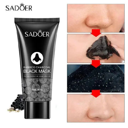 SADOER Peel Off Mask Black Mask Deep Cleansing Bamboo Charcoal Blackhead Remover Shrink Pores Mask, Blackhead removing, pore shrinking, Vitamin C , nasal mask for deep cleaning, tear off, facial mask