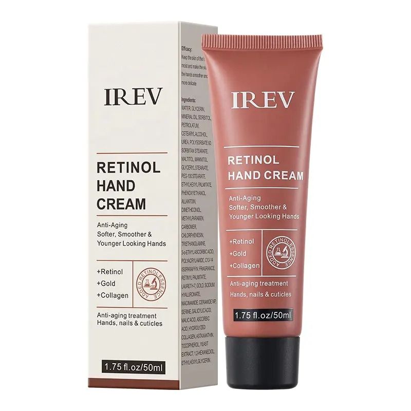 IREV Retinol Hand Cream - with Retinol Gold Collagen - Antiaging Hand Treatment Cream Softens Smoothes Protects Hands Nails Cuticles - For Younger Looking Hands Vitamin A Minimises Age Effect on Skin