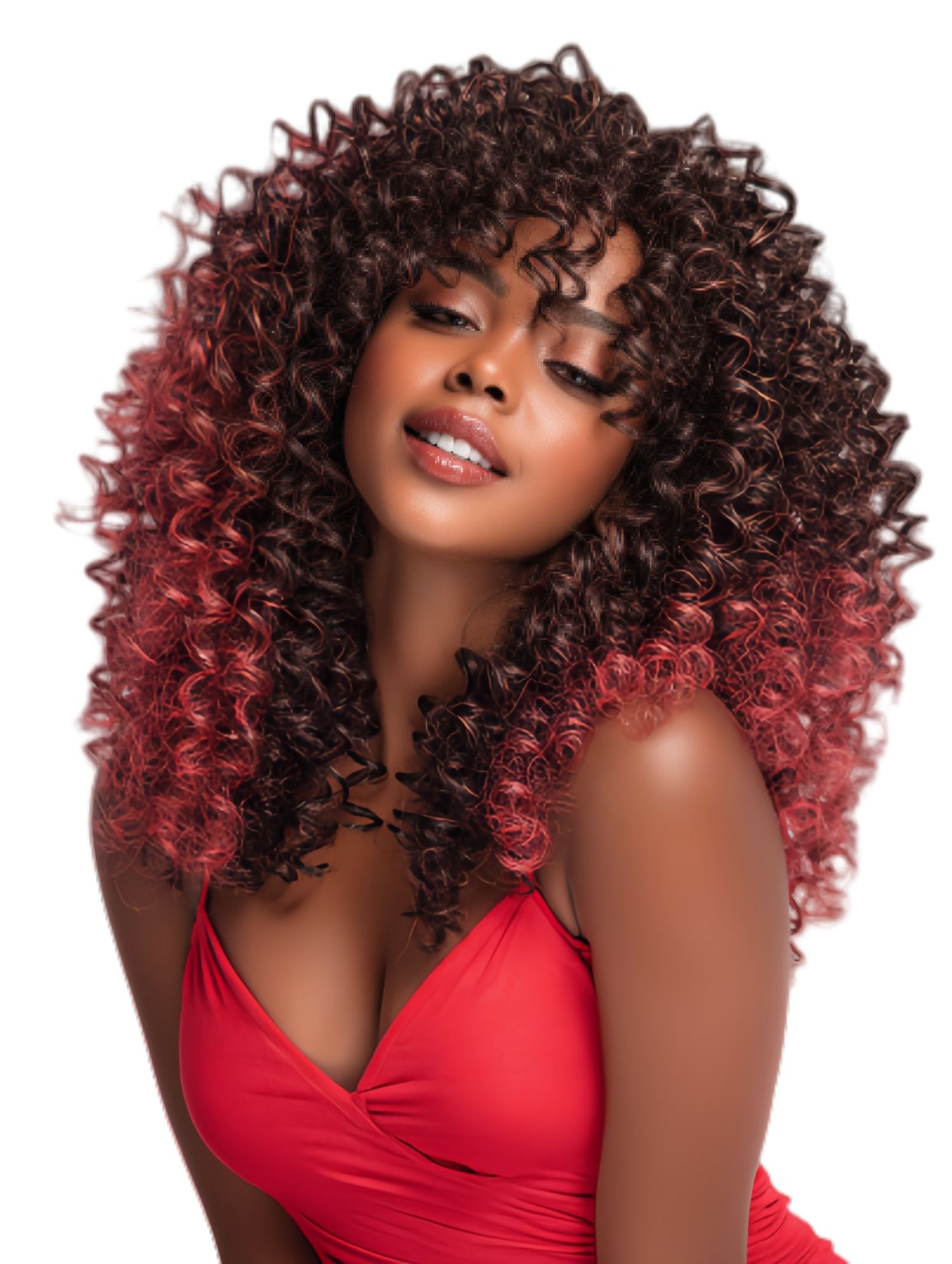Synthetic Fiber African Small Curly Explosive Wig | Full Coverage & Pre-Styled Thick Design (Gradient Brown, 12 Inch, Quick Instll, Lightweight, Daily/Professional Use)