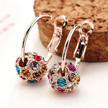 Chinese Style Creative Crystal Diamond Ball Earrings, Colorful Diamond Small Earrings, Lucky Ball Earrings, Transport Bead Earrings, Colorful Earrings, Wholesale