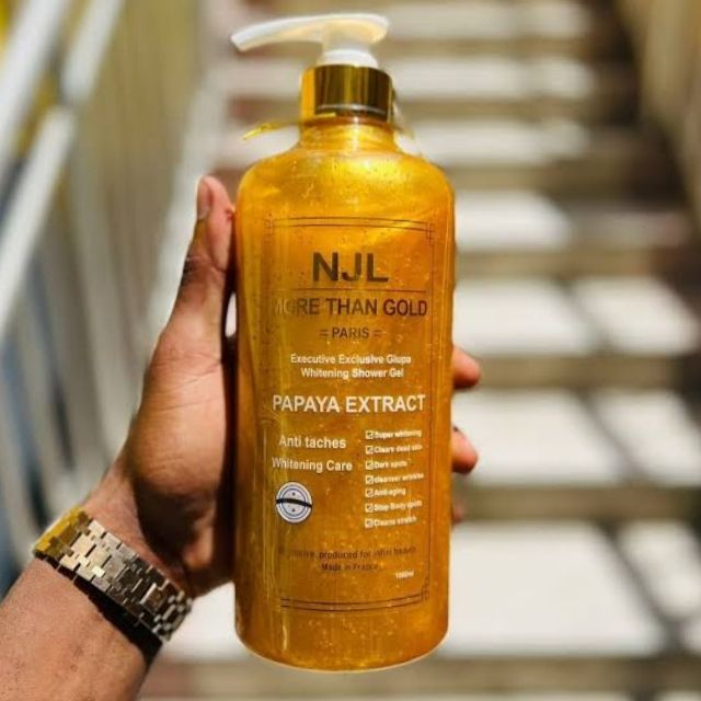 NJL More Than Gold Paris Executive Whitening Brightening Shower Gel with Papaya Extract Cream Gel