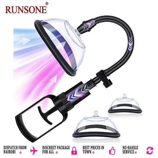 2 Sizes Pack Pussy Vagina Pump Manual Vacuum Sex Toy Nipples Clit Sucker Increase Labia Sensation Enhance Clitoral Sexual Pleasure Powerful Suction Pumping Enlarger Adult Tool for Women