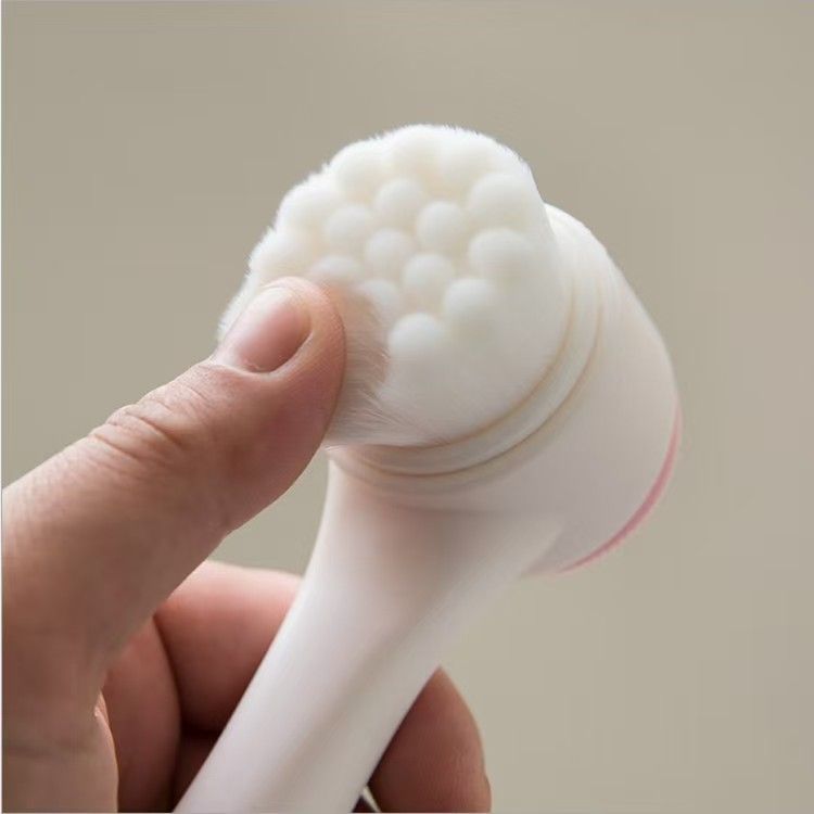 Double sided facial brush with soft bristles and silicone facial cleanser, manual cleansing brush, facial cleansing tool, deep pore cleaning device