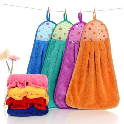 3pcs /set Absorbent Cloth Cleaning Cloth Coral Velvet Bathroom Supplies Soft Hand Towel Absorbent Cloth Dishcloths Hanging Cloth