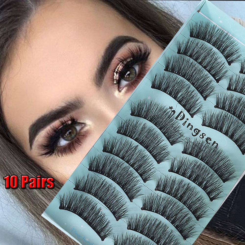 10 Pairs Faux 3D Mink Lashes Natural False Eyelashes Long Lasting Extension beautiful eyes Dramatic Fluffy Soft Wispy Volume Cross Reusable Eyelash Makeup Beauty Tools