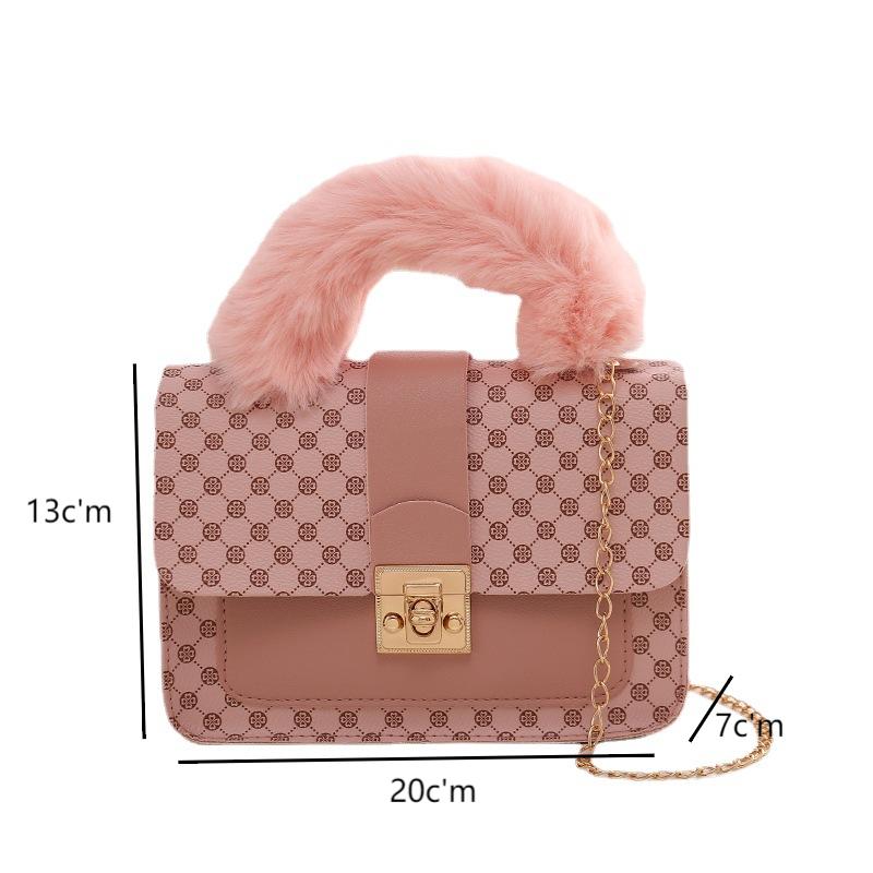 Tote Bags Women's Bag Autumn And Winter New Round Dot Small Square Bag Fashionable And Simple Diagonal Cross Bag Single Shoulder Bag Plush Handbag