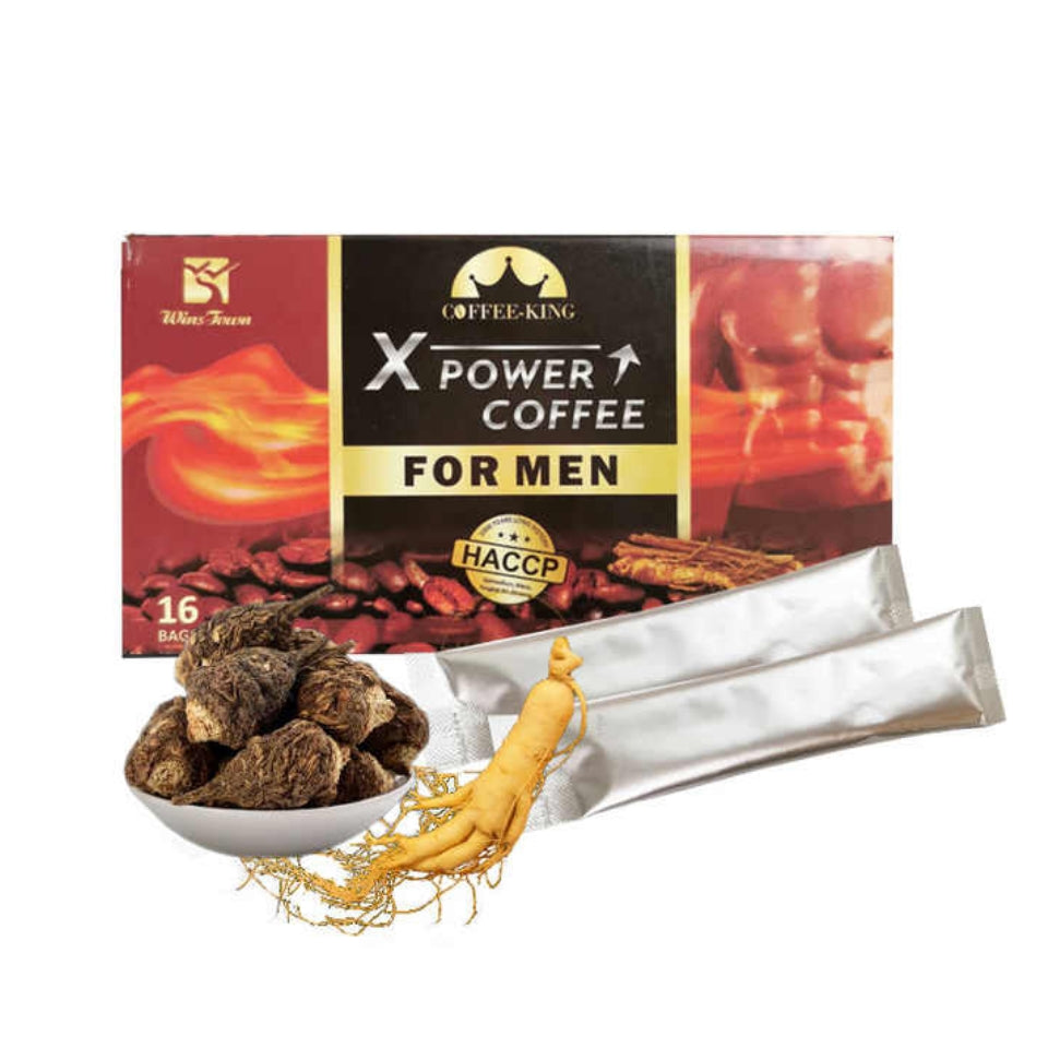 XPower Coffee for Men Wins Town Coffee King Dietary Supplement Maca Ginseng Male Enhance Healthy Energy Libido Power X Powder