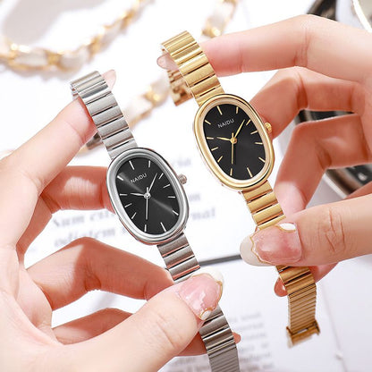 Hot Sale New Fashion Ladies Watch Female Steel Belt Ins Style High-Grade Oval Steel Belt Bracelet Versatile Quartz Watch