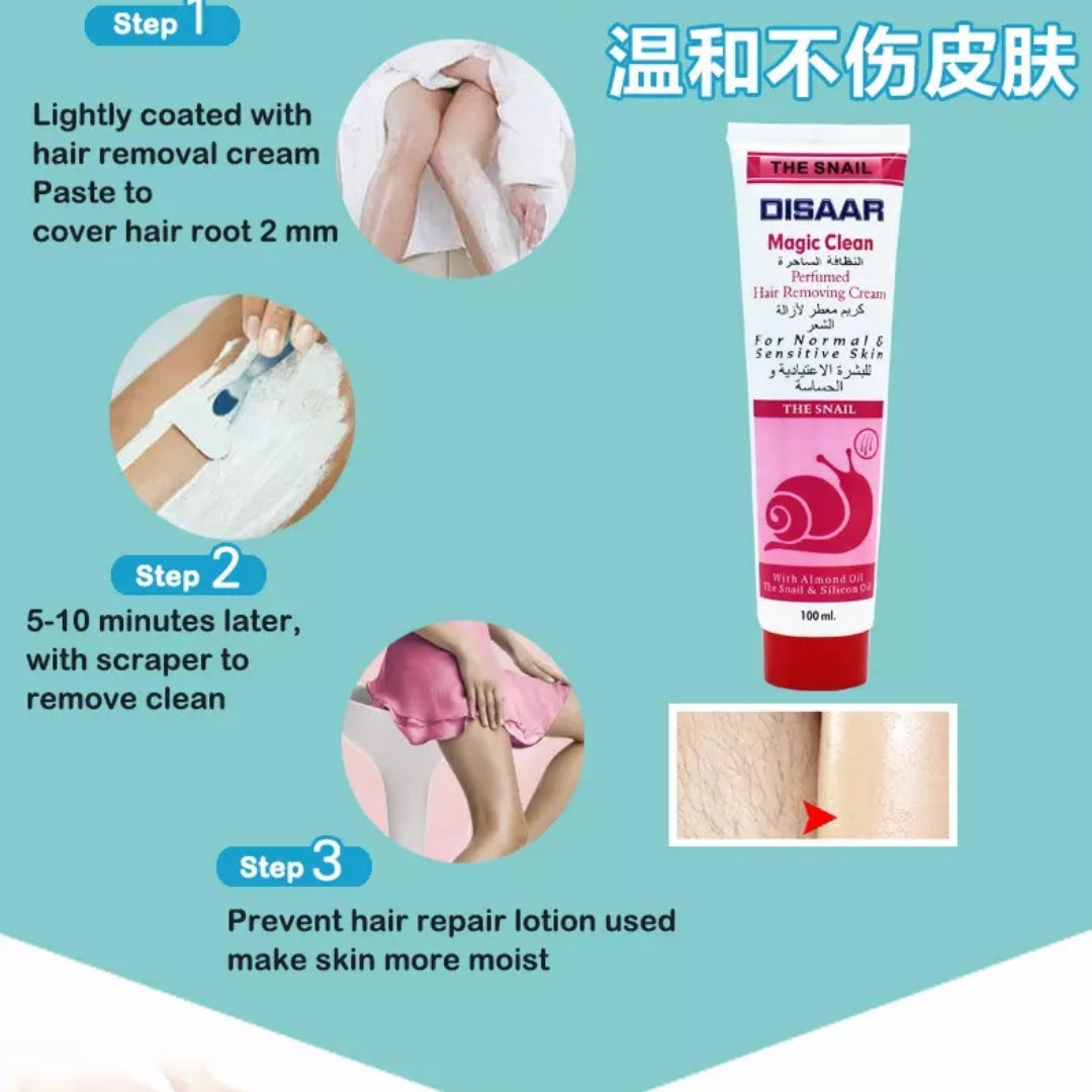 Disaar Natural Magic Clean Depilatory Snail Almond Oil Hair Removal Cream