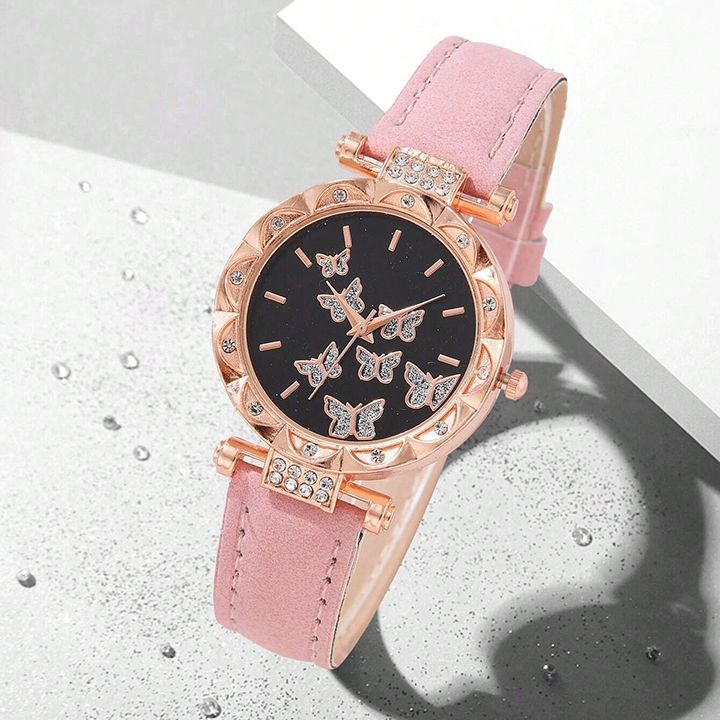 Butterfly Watches Luxury Brand Leather Quartz Women's Watch Ladies Fashion Watch Women Wristwatch Clock For Valentines Gift Favorite Women Giftes