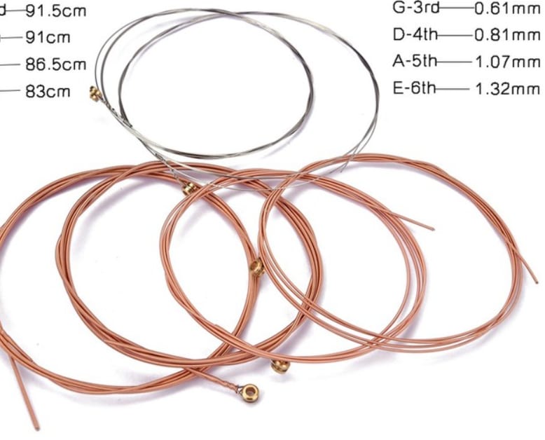 6 PCS Guitar Strings Acoustic Guitar Strings Steel Core Rust Proof String with Coated Phosphor Copper For High Moderate Hardness