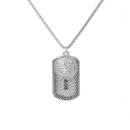Cross-border jewelry, European and American brands, the same titanium steel necklace, men's hip hop fashion brand Medusa head portrait, zinc alloy pendant