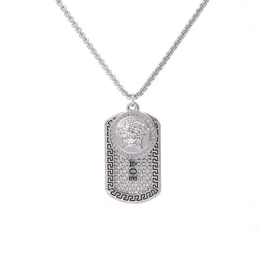 Cross-border jewelry, European and American brands, the same titanium steel necklace, men's hip hop fashion brand Medusa head portrait, zinc alloy pendant