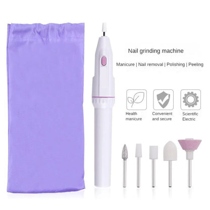 Electric Nail Drill Kit Manicure 5 Drills Grinding Burnishing Machine Nail art Manicure Pedicure Kit,Electric Nail Portable Mini Nail Grinding Tool with 5 Drills Personal Care