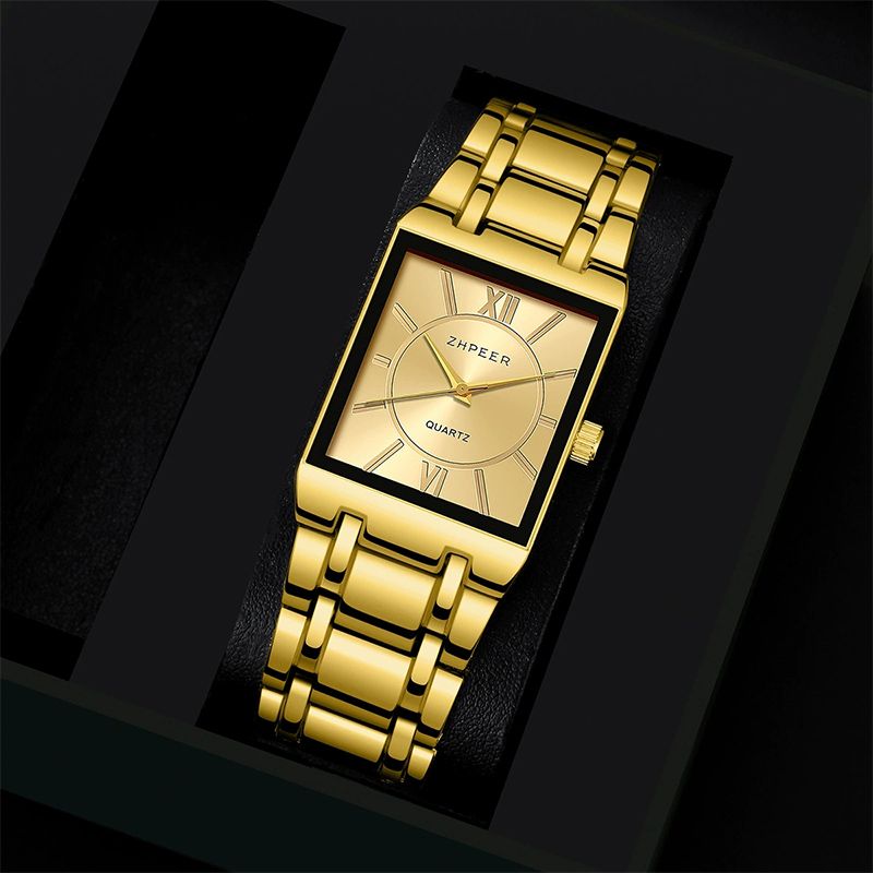 Men's Fashion Business Watch Rectangular Stainless Steel Quartz Movement Casual Simple Design Men's Gift