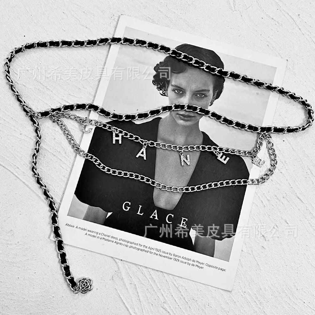 Retro Gold Small Fragrance Letter Waist Chain for Men's Versatile Decorative Dress, Jeans Belt, Women's Accessories New Style