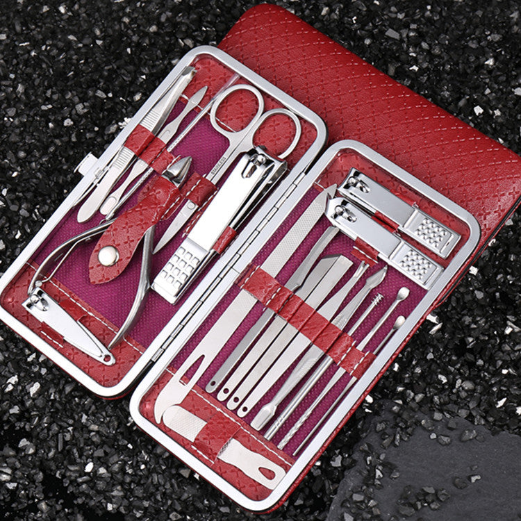 19 Pcs/set Manicure Set Stainless Steel Nails Clippers Set Ear Spoon Pedicure Sets Toe Nail Scissors Manicure Nail Art Tools