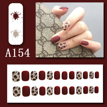 24pcs Fake Nails Reusable Stick On Nails Press on Full Cover False Nail Tips with Jelly Stickers Makeup Accessories