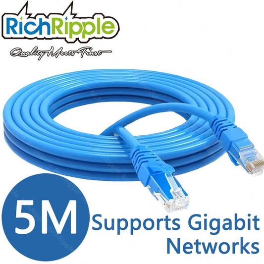 RichRipple 5M Blue Internet Cable Internet LAN CAT5e Network Cable for Computer Modem Router Jun14 5M Length