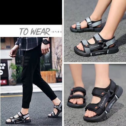 ASSKLO Large Size Men's sandals New fashion summer men's wear-resistant non-slip anti-odor driving shoes can soak couple beach shoes open shoes Black Grey shoes