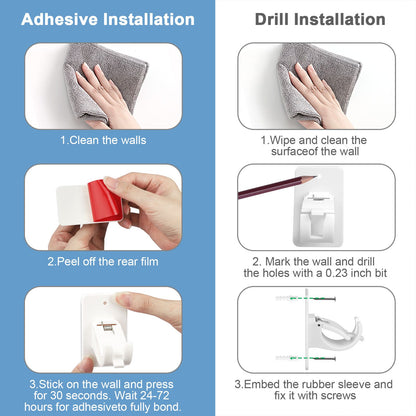 4pcs Curtain Rod Bracket, Self Adhesive Wall Mount Holder, Drapery Hook Holders Fixing Rod Holder Curtain Pole Wall Brackets Towel Rod Hooks for Home Bathroom Kitchen Hotel Use