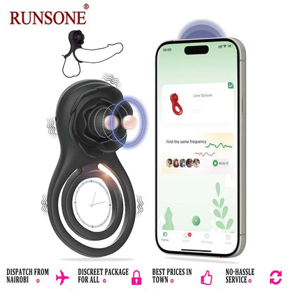 Male Cock Ring APP Virbator with Clitoral Anal Stimulator Remote Control Vibrating Dong Penis Ring G Spot Clitoral Pleasure Masturbation Prolonged Ejaculation Enhancing Sex Toy Gift for Men Couples