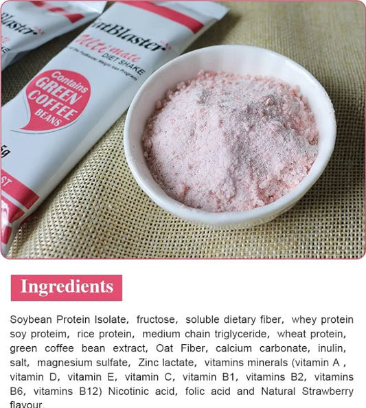 Wins Town Fat blaster Diet Shake , Weight Loss Slimming Meal Replacement with green coffee, Strawberry Flavor