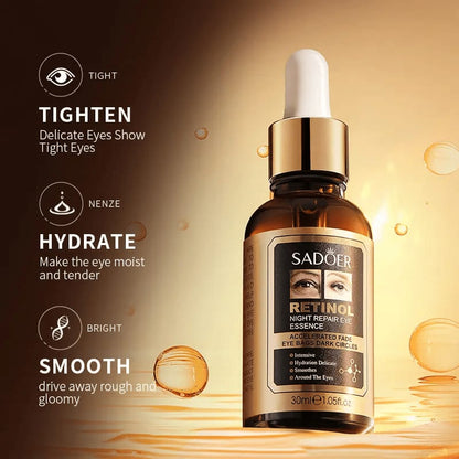 SADOER Retinol Eye Serum Anti Dark Circle Eye Bags Removal Dark Circles Puffines Whitening Lightening Cream Wrinkle Removal Serum Eyes Firming Skin Care Beauty