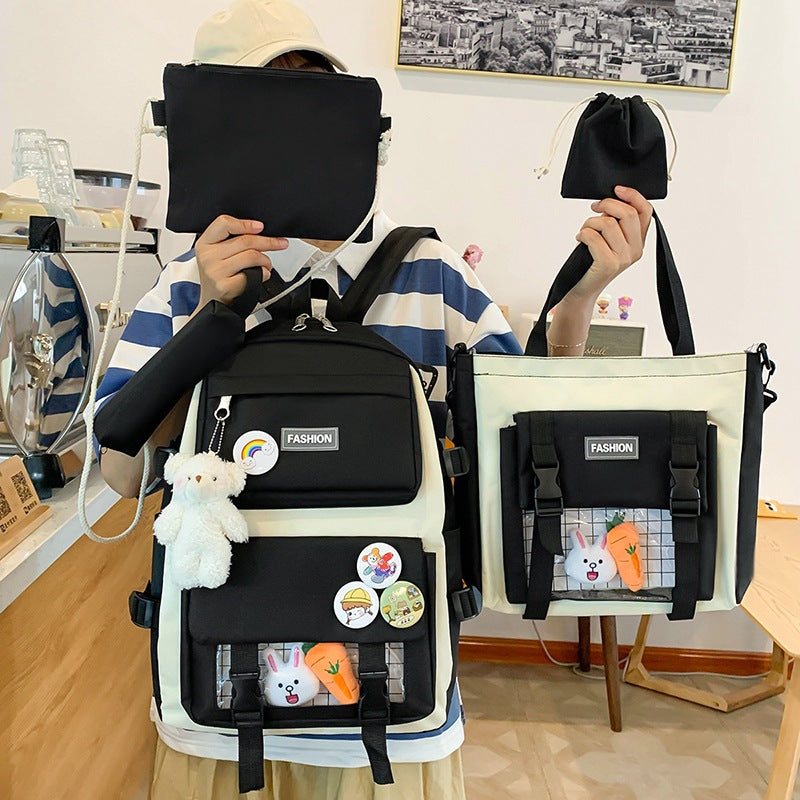 【with toys】5Pcs/set Backpacks & Bookbags School bags Women's Bags Handbags Shoulder bag Messenger bag Pencil bag Coin Pocket
