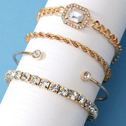 5-pcs bracelet + pendant necklace luxury diamond women's bracelet fashion women's bracelet jewelry set girls crystal bracelet female accessories women's jewelry
