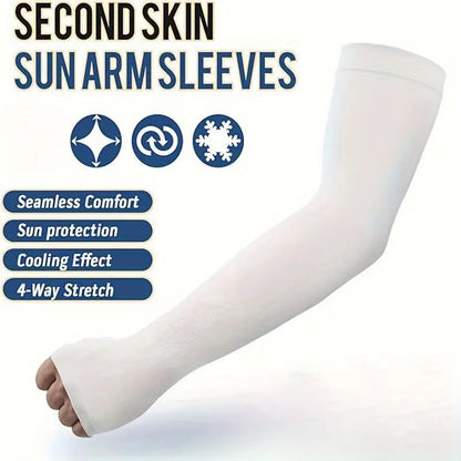 4 Pairs of Premium Cooling Arm Sleeves - Gloves for Sun Protection with Thumb Holes for Men and Women - Perfect for Golf, Basketball, Cycling, Fishing, Driving, and Jogging Outdoor Activities