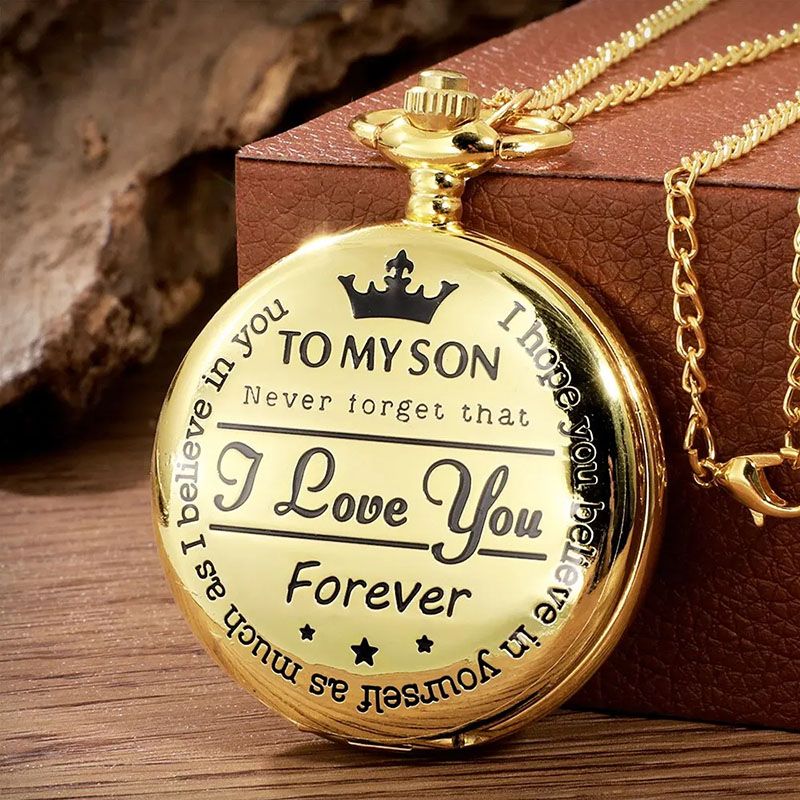 Classic Popular Pocket Watch Antique Steampunk Vintage Roman Numerals Quartz Pocket Watch Gold Case Necklace Pendant Clock Chain Mens Women Quartz Watches Gift For Son