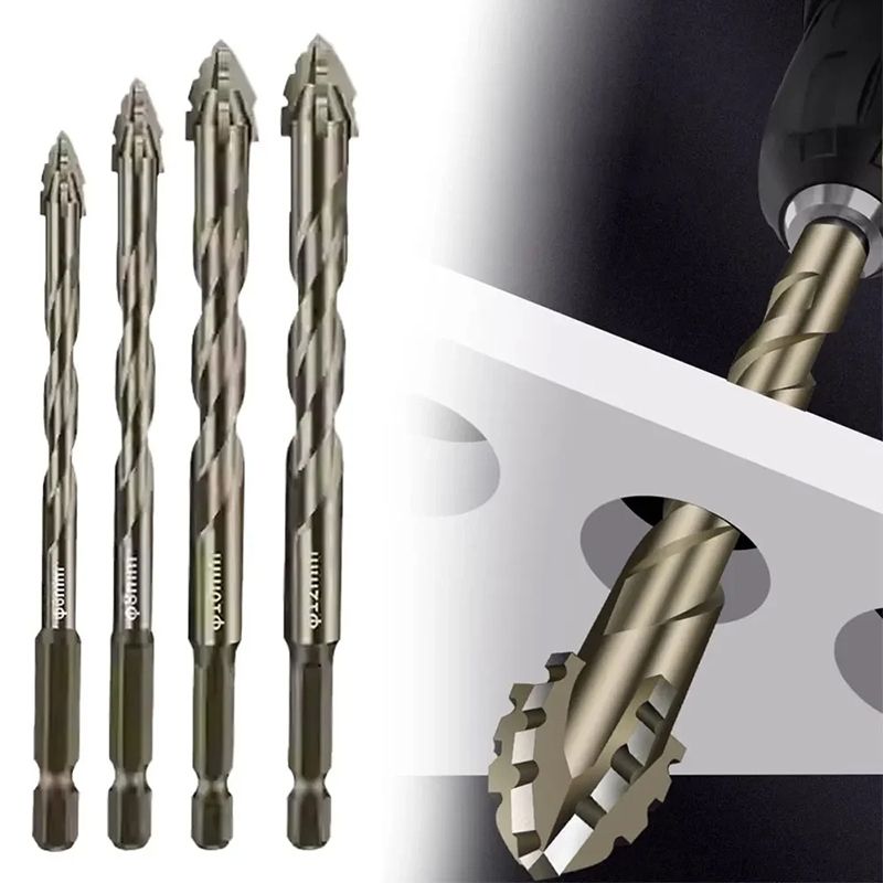 High-hard Four-edged Serrated Eccentric Drill Hand Tools For Dry Drilling Of Ceramic Tiles Glass Marble Concrete Stainless Steel Drill Bits, The Site All Porcelain Concrete Wall Brick Impact Steel Bar