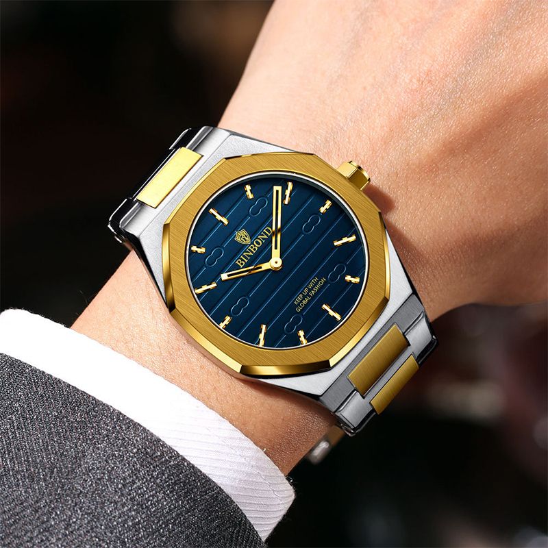 BINBONG Business Men's Watches Quartz Casual Retro Stainless Steel 30M Waterproof Luminous Luxury Men Watches
