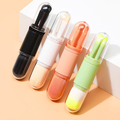 Four in one combination set Multi functional retractable powder brush, portable makeup brush, travel powder blusher brush, four in one makeup brush, beauty tool