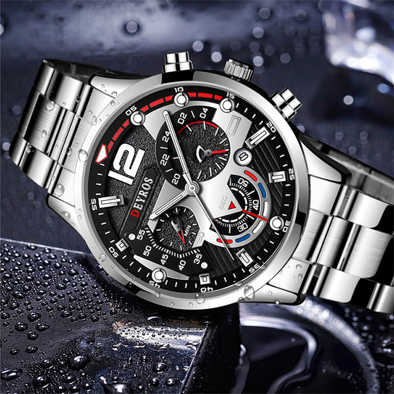 2024 Fashion Mens Watches Luxury Stainless Steel Quartz Wristwatch Calendar Luminous Clock Men Business Casual Watch